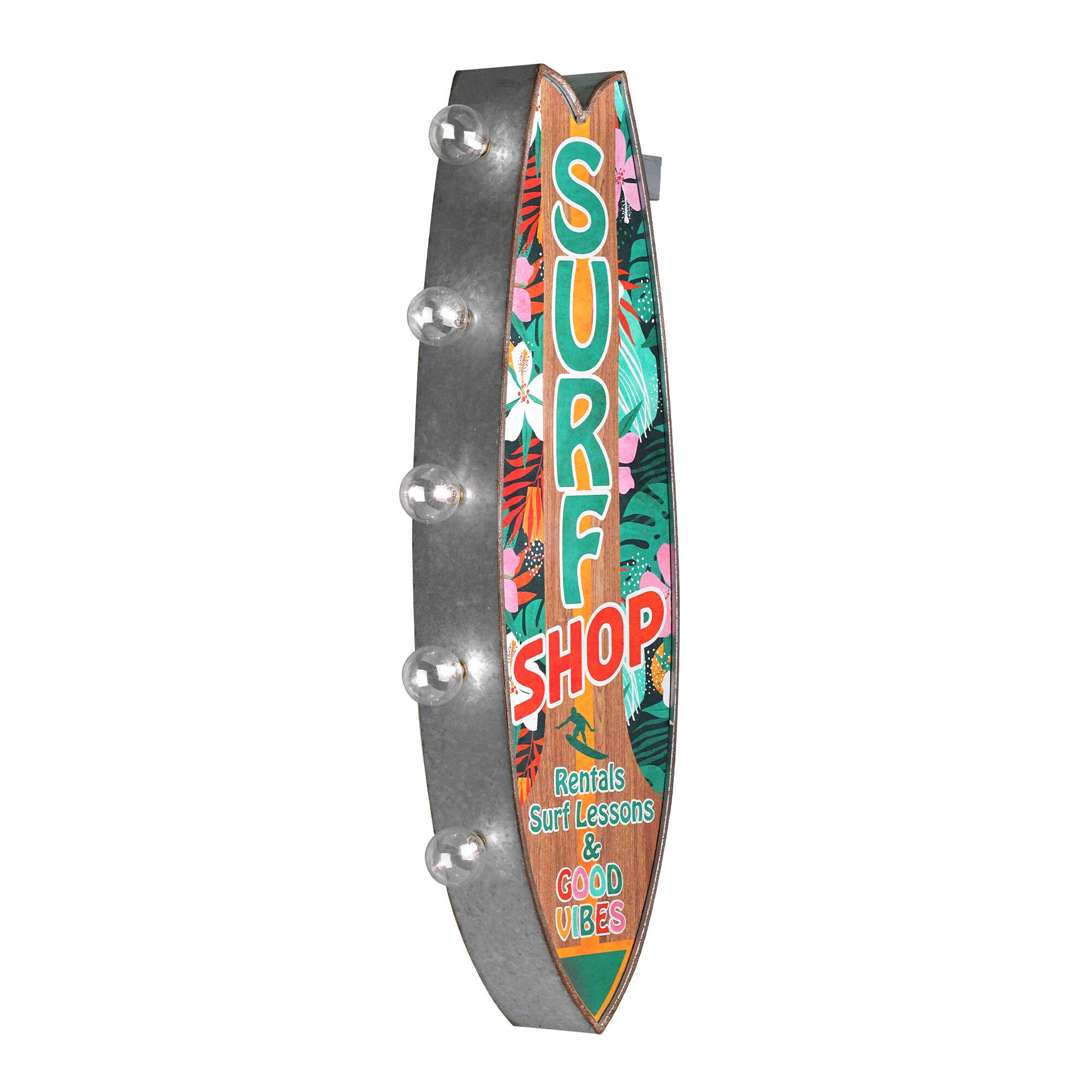American Art Decor 25" Metal LED Surf Shop Rentals Surf Lessons & Good Vibes Marquee Sign